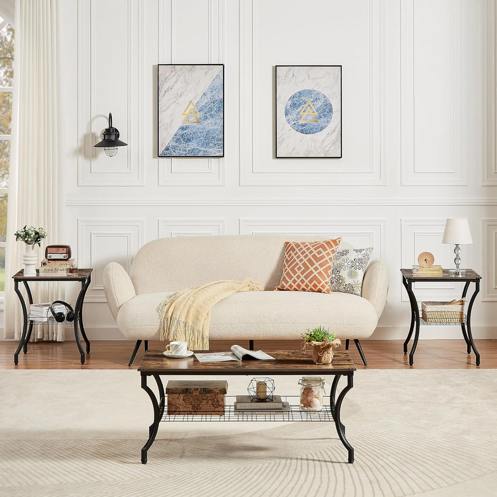 VECELO 3 Pieces Living Room Table Sets, Coffee and End Tables with Open Stora...