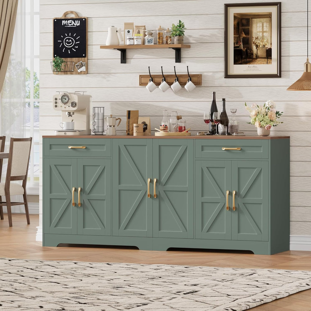 BOTLOG 71” Large Sideboard Buffet Cabinet with Storage, Farmhouse Kitchen Buf...