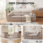 111" Chenille Woven Convertible Sofa Bed Boneless Couch High Backrest | No Assembly Couch in a Box, Modular Sectional Sleeper Sofa for Living Room,Bedroom,Office,King Size Compressed Sofa