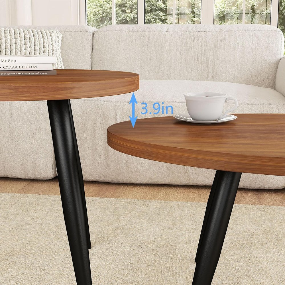 2-Piece Oval & Round Nesting Coffee Table Set
