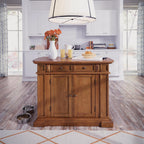 Homestyles Americana Oak Finish Kitchen Island with Wood Drop Leaf Breakfast Bar, 50"W