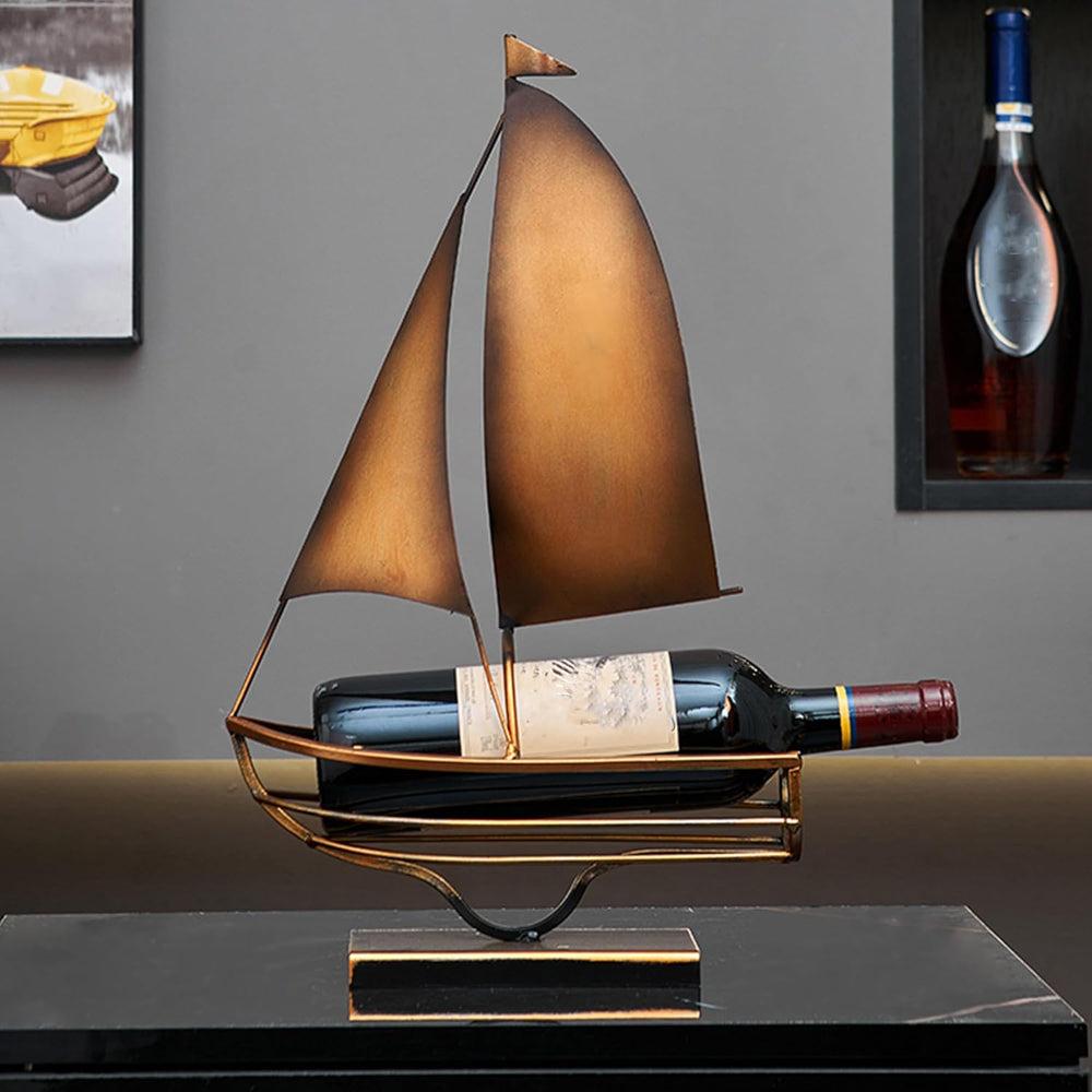 vintage sailboat wine rack, Tabletop metal sailboat wine display rack | kitch...