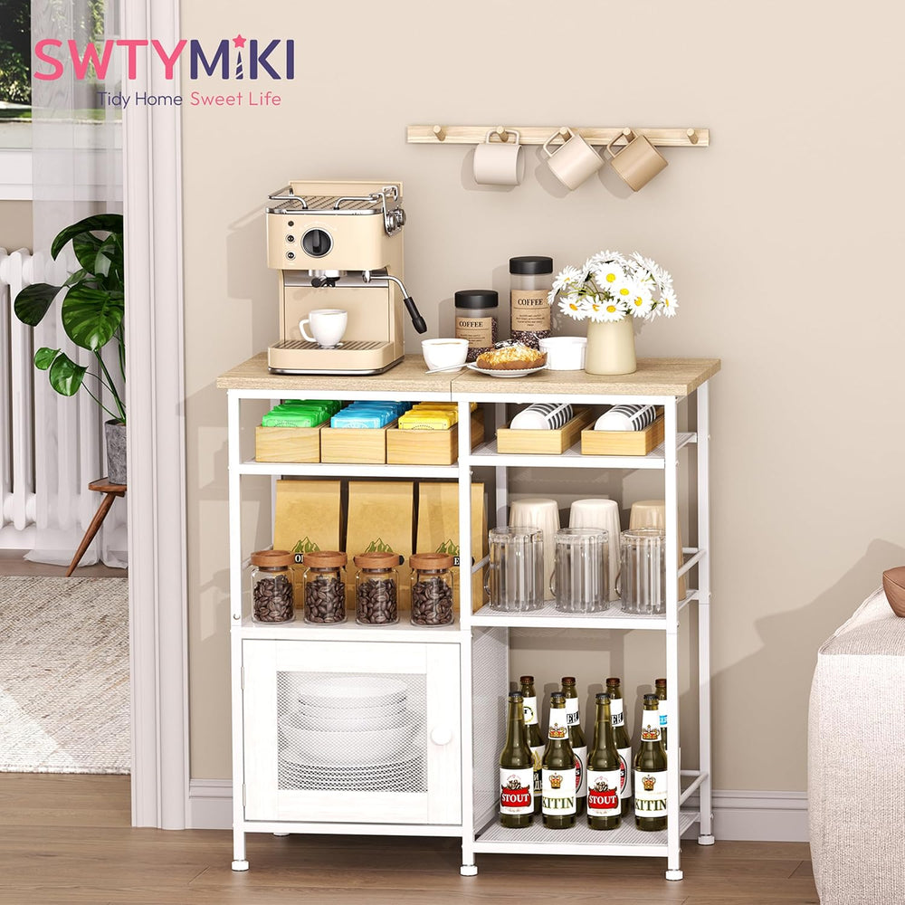 SWTYMIKI Coffee Bar Cabinet Station - Farmhouse Small Coffee Stand Station wi...