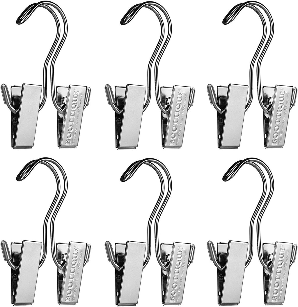 Boottique Boot Organizer: The Boot Rack - Fits in Most Closets- Hangs, Holds, Shapes, & Protects every size and style of Boots (Boot Rack with 6 Silver Gripz Hangers)