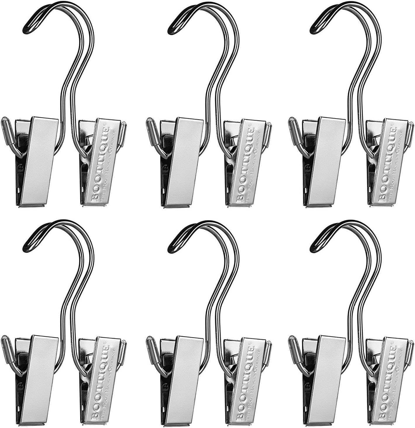Boottique Boot Organizer: The Boot Rack - Fits in Most Closets- Hangs, Holds, Shapes, & Protects every size and style of Boots (Boot Rack with 6 Silver Gripz Hangers)