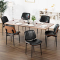 Dining Chairs Set of 6, Dining Room and Kitchen Chairs, FSC Certified Mid Century Modern Accent Chair, Upholstered PU Leather Chairs for Vanity with Walnut Bentwood and Metal Legs, Black