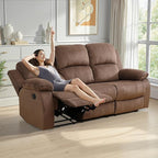 Recliner Sofa Set Couches for Living Room Chair Pineapple Velvet Fabric Living Room Furniture Sets, Adjusted Loveseat Reclining Couch Furniture Sofa Set for Theater Seating, 3-Seater, Brown