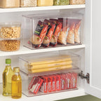 iDesign Plastic Stackable Hinged-Lid Storage Box - Set of 4 - Clear | Pantry or Kitchen Use
