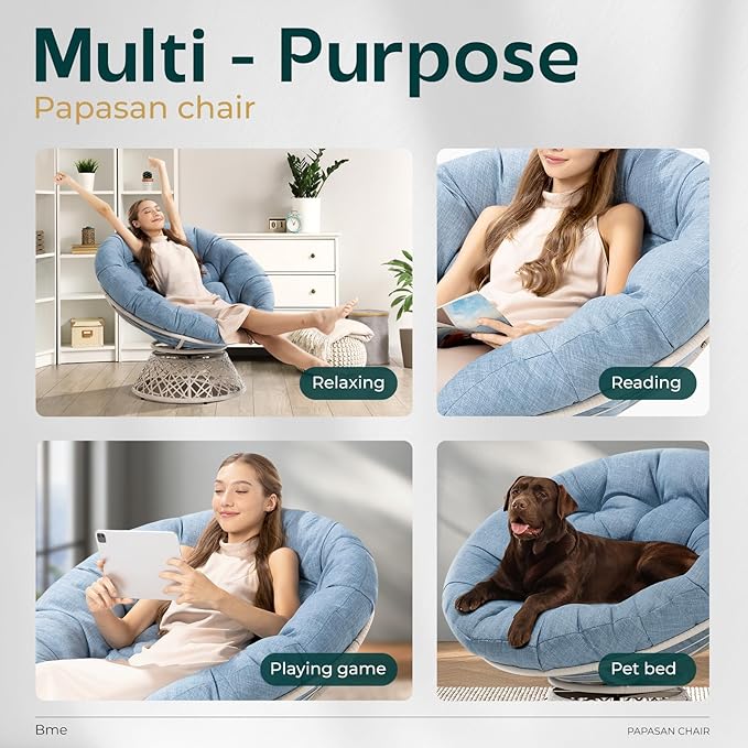 Bme 40" Ergonomic Wicker Papasan Chair