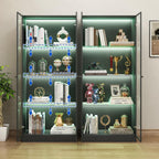 Display Cabinet with LED Lights, Display Case with 4-Tier Glass Shelves & 2 Glass Doors, Curio Cabinet for Collectibles, Living Room