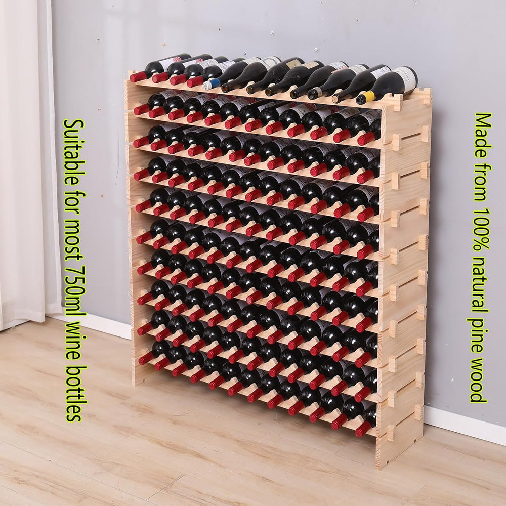 Wood Stackable Storage Modular Wine Rack Cabinet 144 Bottle freestanding Floo...