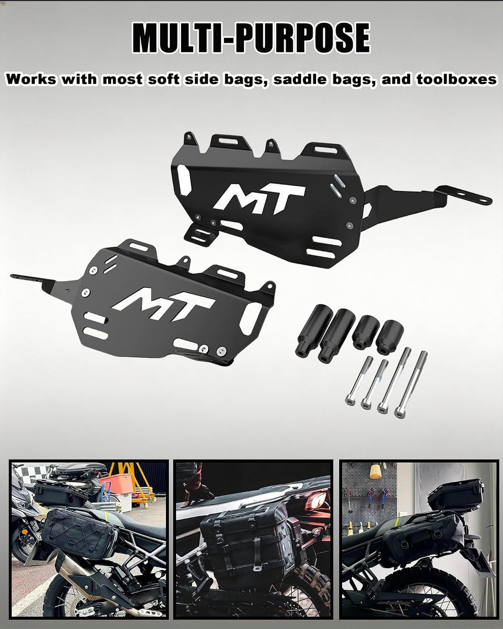 Black Motorcycle Side Cargo Rack Compatible with CFMOTO Ibex 450 2025 2026,Cu...