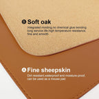 DAWNTREES Dual Sided Desk Mat,Leather Desk Pad,Brown 35.5"x17",Cork Desk Mat Protector,with PU Leather Valet Tray Organizer,Large Mouse Pad,Desk Writing Pad for Office and Home