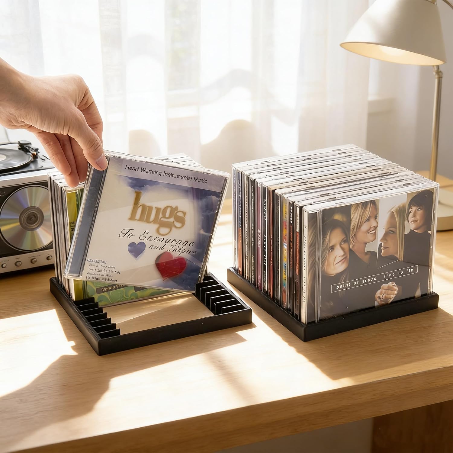 2PCS CD Storage Rack 24 Slots - Space Saving No Assembly CD Holder & Organizer Shelf for Living Room, Office - Ideal for Music Lovers & Collectors