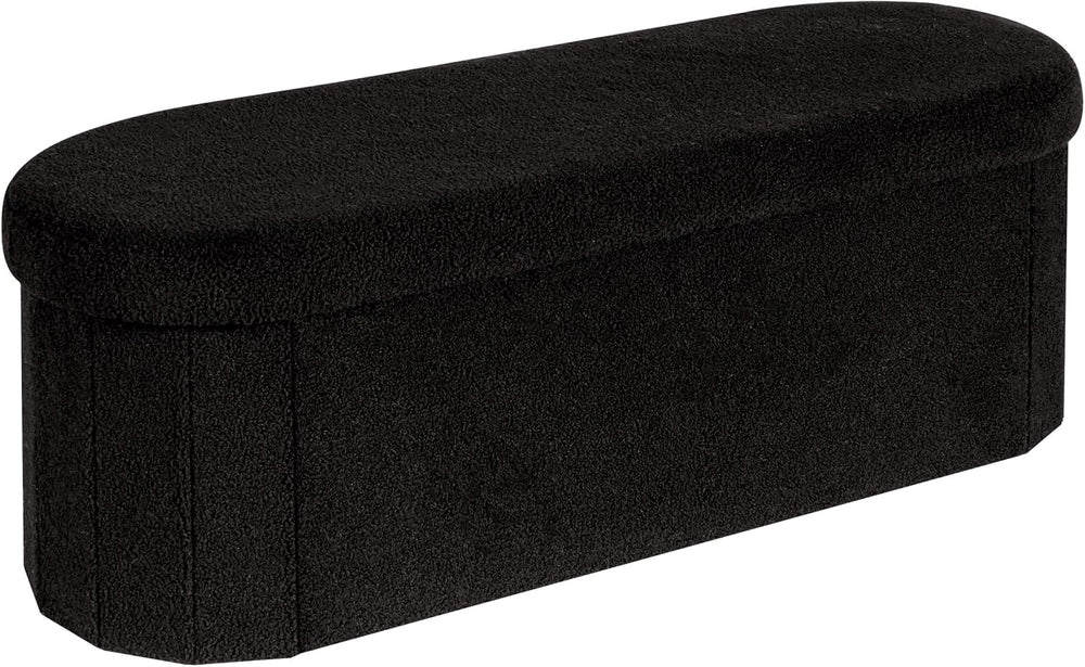 PINPLUS Storage Ottoman Bench Tufted Oval Ottomans Bench Foot Rest, Chest Box...