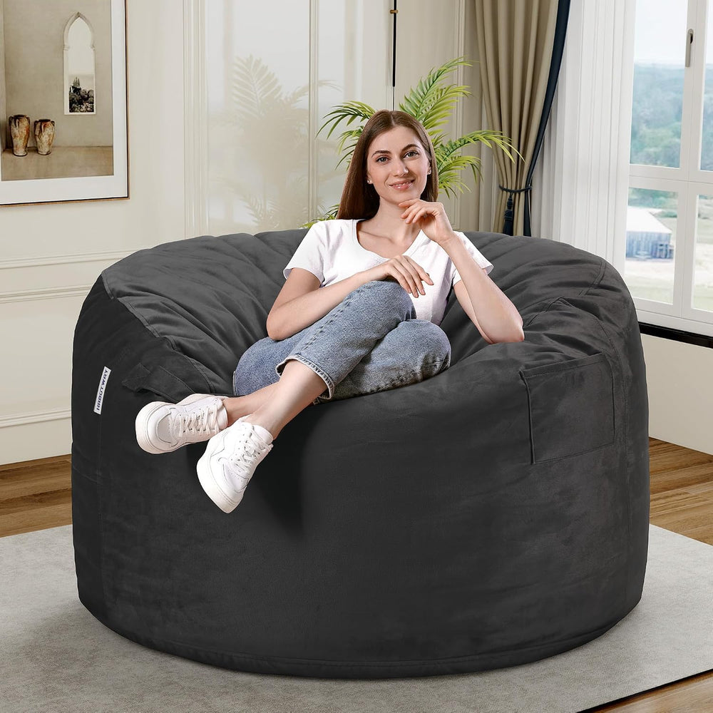 HABUTWAY Bean Bag Chair 3Ft Luxurious Velvet Ultra Soft Fur with High Rebound...