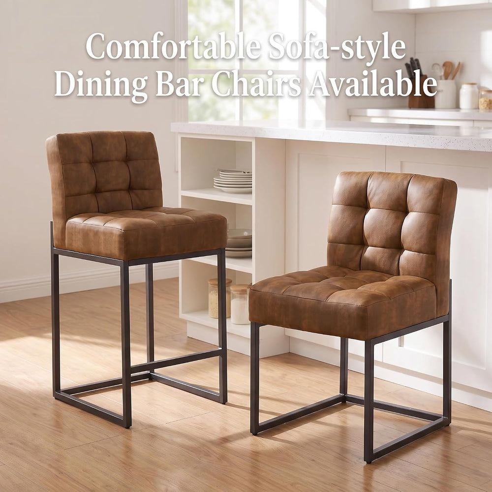 GrandNoor Coffee Faux Leather Dining Chairs Set of 2, Mid-Century Modern Dini...