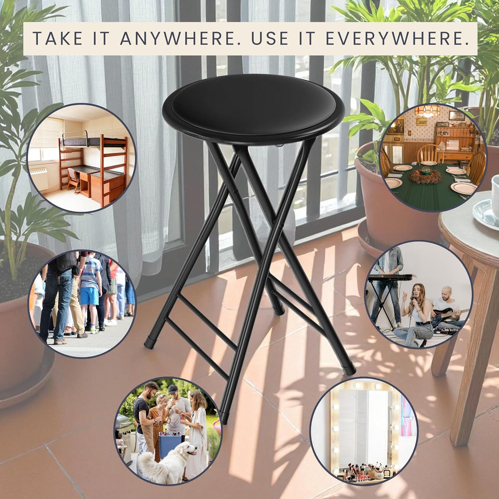 Folding Stool - Portable Backless 24-Inch Stool with 225lb Capacity, Single |...