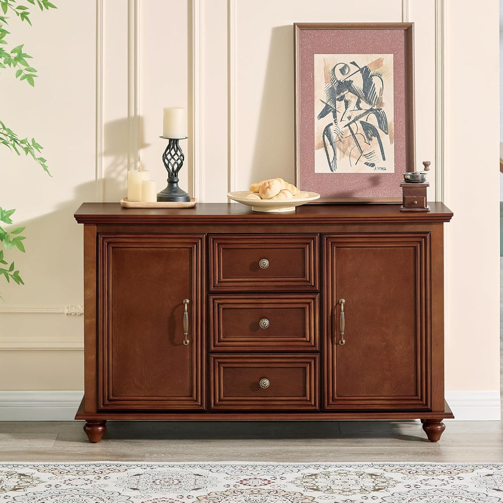 LKTART 47" Wood Sideboard Buffet Cabinet with Storage,Traditional Media ...