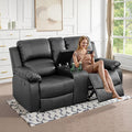 Recliner Sofa Set Couches for Living Room Chair Semi PU Fabric Living Room Furniture Sets, Adjusted Loveseat Reclining Couch Furniture Sofa Set for Theater Seating, Black