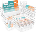 23 PCS Drawer Organizer Set, 5 Varied Size Bathroom and kitchen Drawer cabinet organizer Trays, Clear Storage Bins for Makeup, Jewelry, Utensils and Gadgets