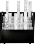 Adir Blue Print Storage Organizer - Mobile Roll File Cart, Construction Plan Holders, Blueprint Cabinet with Wheels, Roll Files Storage for Office and Home (50 Slots, Black)