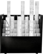 Adir Blue Print Storage Organizer - Mobile Roll File Cart, Construction Plan Holders, Blueprint Cabinet with Wheels, Roll Files Storage for Office and Home (50 Slots, Black)