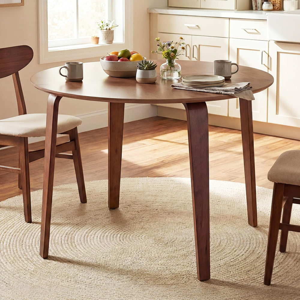 Giantex 37.5" Round Dining Table for 4, Wooden Kitchen Table with Solid ...