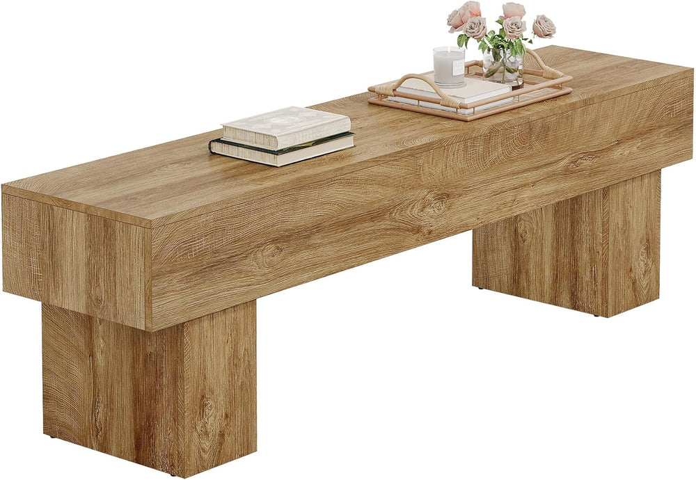 Tribesigns 63" Long Entryway Bench, Rustic Farmhouse End of Bed Bench, W...