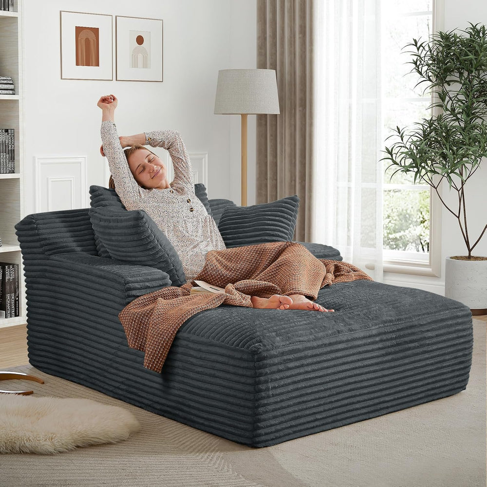 Antetek Oversized Chaise Lounge Chair Indoor, Modern 50-inch Upholstered Cord...