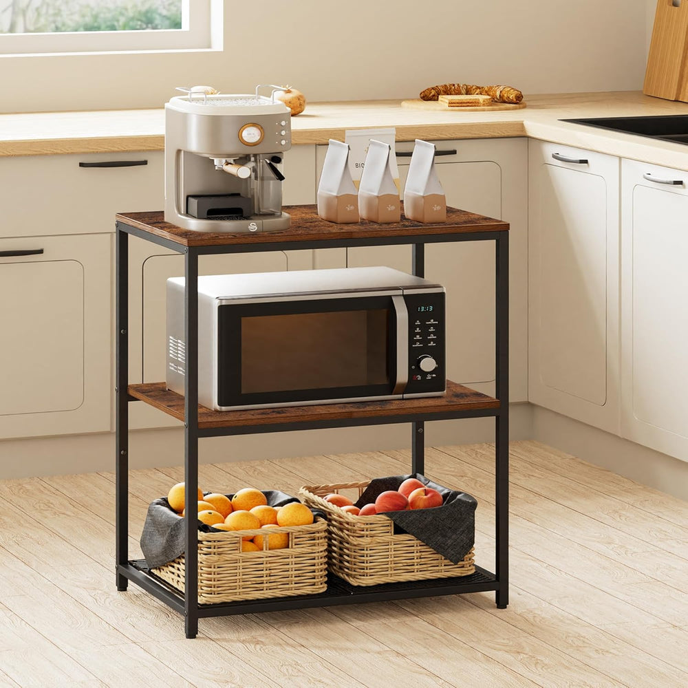 Homleke Kitchen Island with 3 Shelves, Kitchen Shelf with Large Workstation, ...