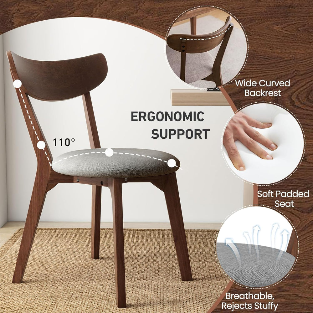 NAFORT Round Dining Table Set for 2, Mid-Century Modern Table and Chairs, Woo...
