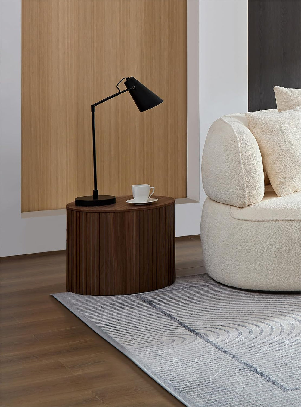 Round Nesting Coffee Table Set of 2, 19.17”Wood Side Tables with Storage | Mo...