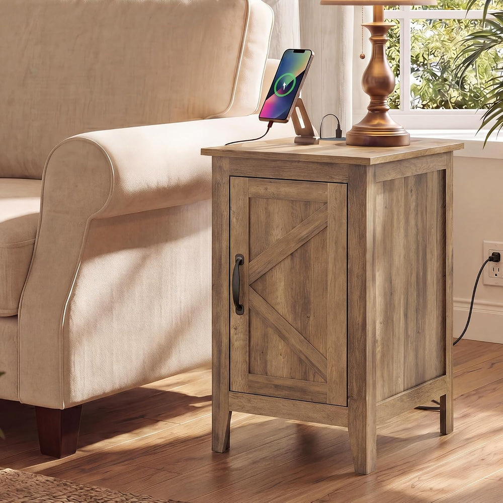 VASAGLE LIRY Collection - End Table with Charging Station, Side Table with St...