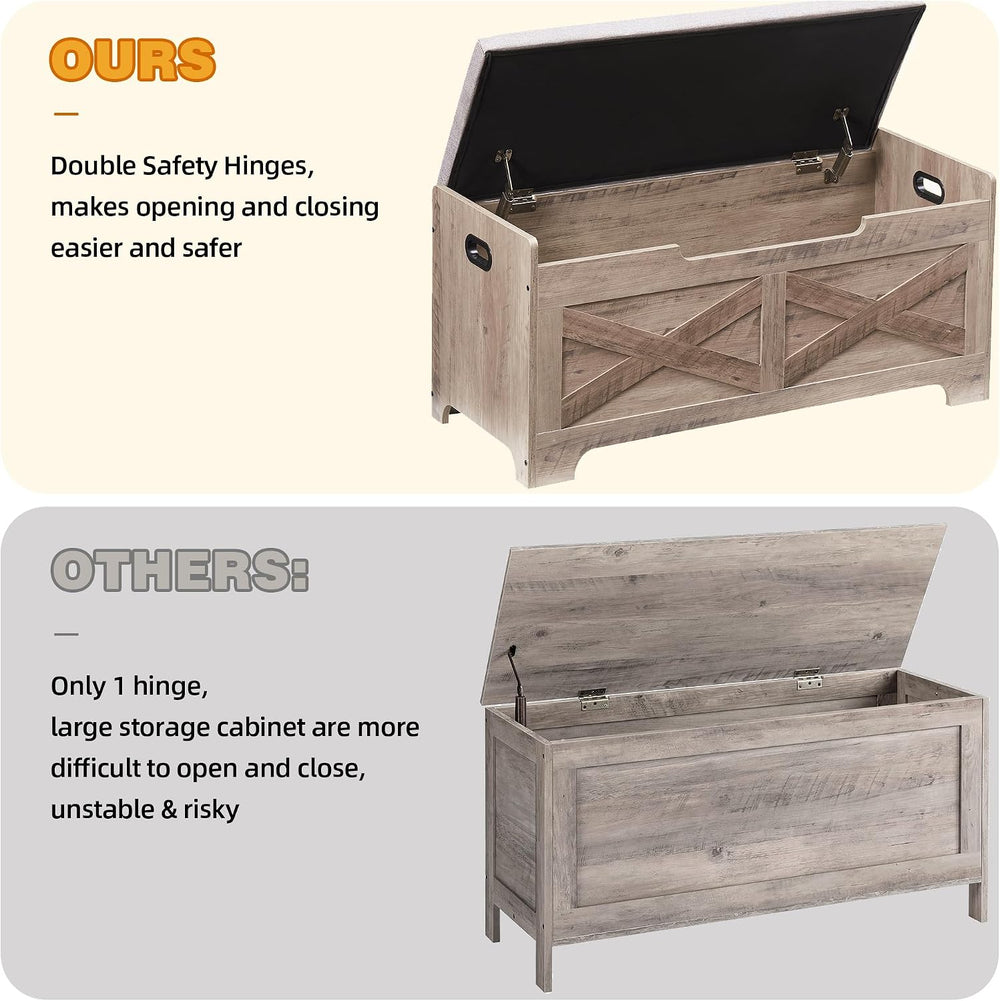 coucheta Storage Chest, Farmhouse Storage Trunk, Wooden Entryway Storage Benc...