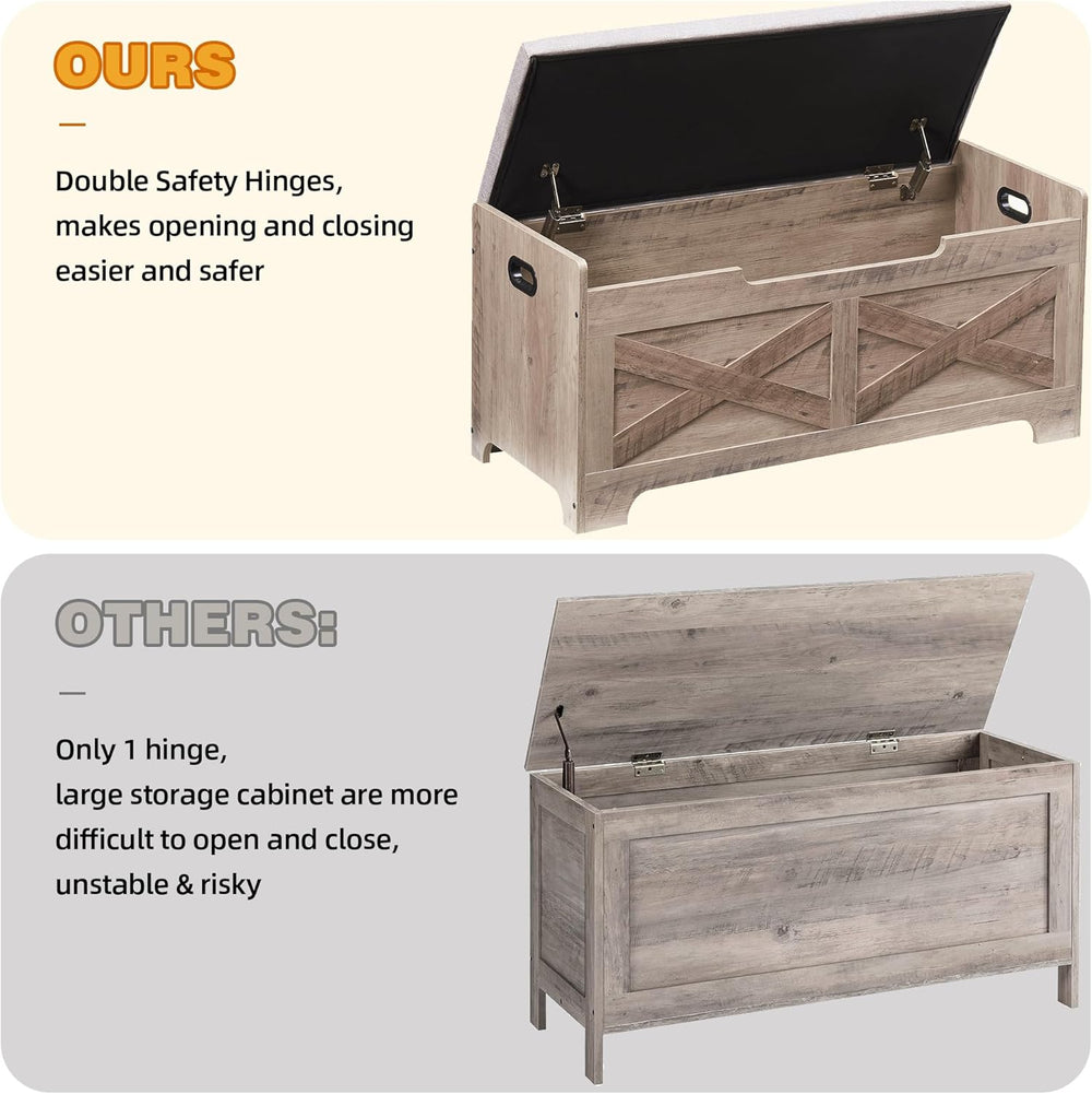 GAOMON Storage Chest, Lift Top Storage Trunk with 2 Safety Hinges, Barn Style...
