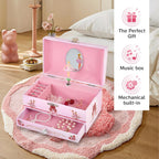 Classical Ballerina Musical Jewelry Box with Drawer and Dancing Ballerina,Girls Gifts for Kids Jewel Storage, Girls Music Box for Kids Ages 3-12 Gift
