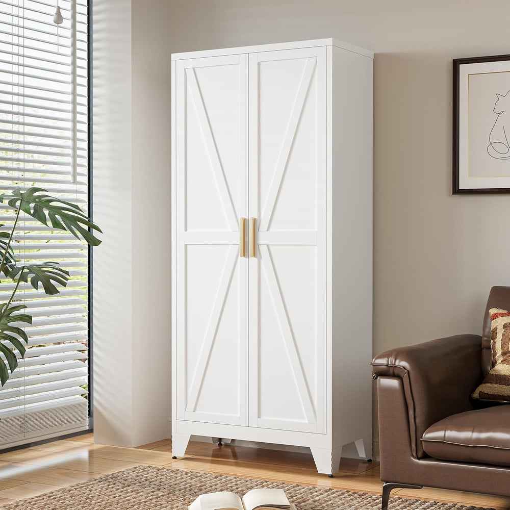 LCAOPC 71" Tall Metal Storage Cabinet with 2 Doors and 4 Adjustable Shel...
