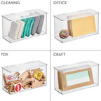 iDesign Plastic Stackable Hinged-Lid Storage Box - Set of 4 - Clear | Pantry or Kitchen Use