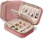 Dajasan Velvet Jewelry Box, Small Travel Jewelry Case, Portable Travel Jewelry Organizer Box for Women Girls (Pink)