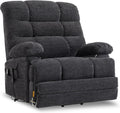 DYNOX 500 LBS Power Lift Recliner for Big & Tall Seniors, 3-Motor Lay Flat Chair with Heat, Massage & Extended Footrest (9505L,Chenille Fabric,Grey)