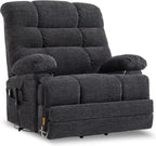 DYNOX 500 LBS Power Lift Recliner for Big & Tall Seniors, 3-Motor Lay Flat Chair with Heat, Massage & Extended Footrest (9505L,Chenille Fabric,Grey)