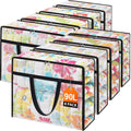 Clear Under Bed Storage Containers - 8 Pack Large Capacity Clothes Storage Bags with Lid & Sturdy Handles, Foldable Moving Bags, Clothing Organizer Totes for Bedding, Comforter, Sheet（90 L）