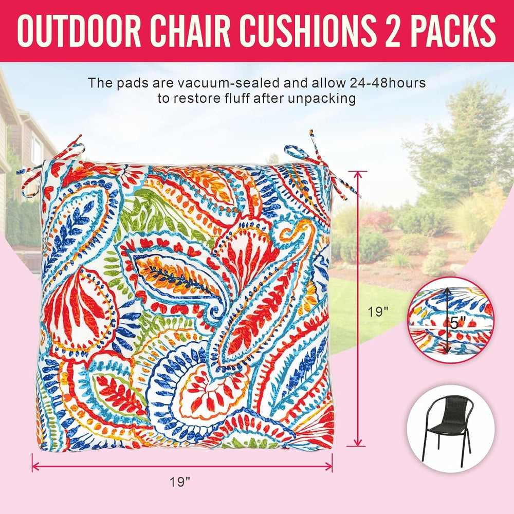 JMGBird Outside Chair Cushions Waterproof Patio Seat Cushions with Ties