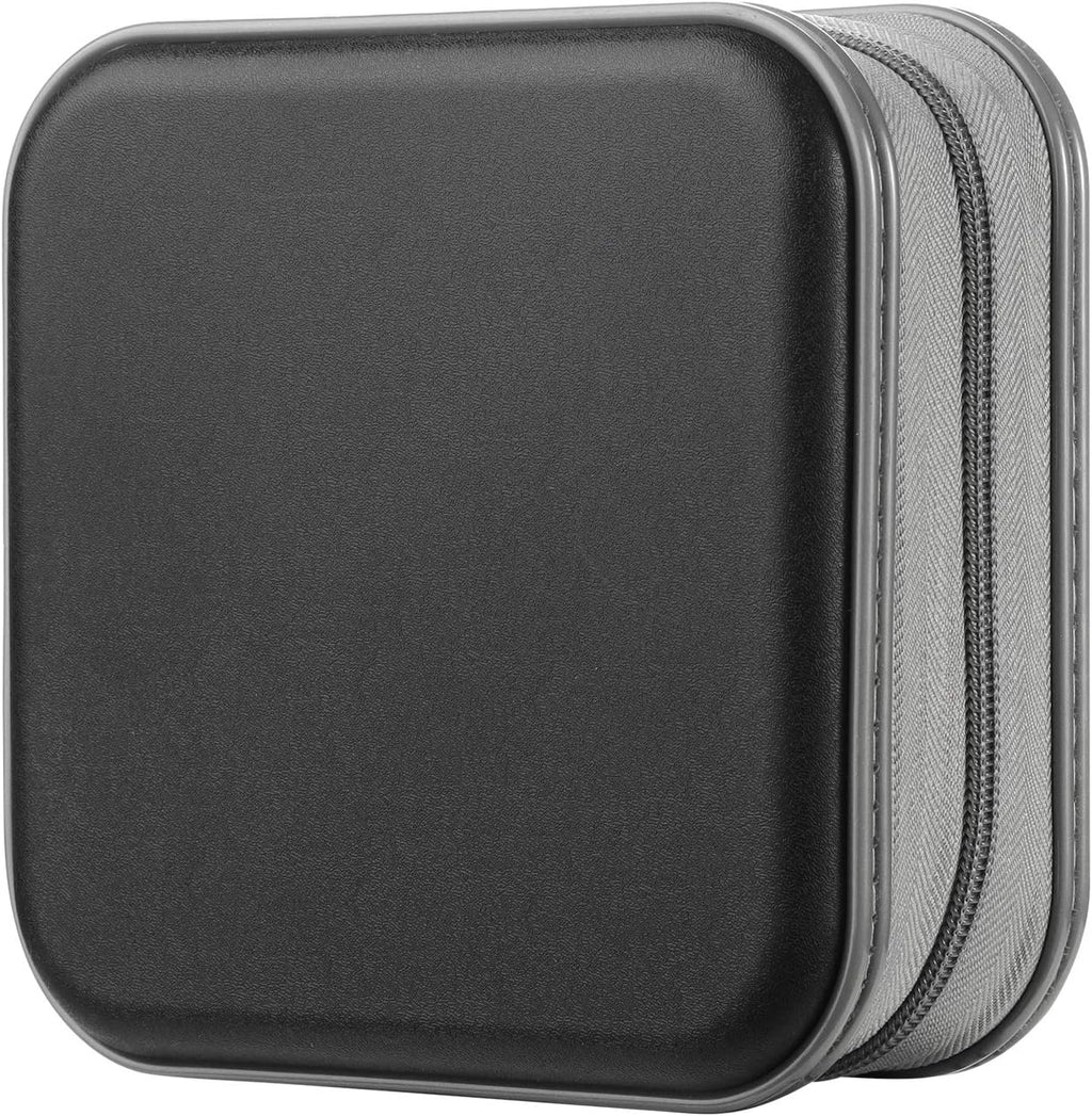 alavisxf xx CD Case, 48 Capacity Hard Plastic DVD Case Portable Zipper CD Case Holder Large Storage Disc Wallet Bag for Car Home Travel (Black, 48 Capacity)