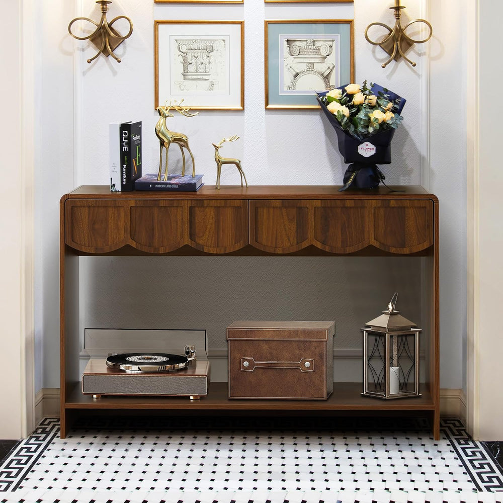 ORRD Console Table with Drawers, Mid-Century 43 Inches Narrow Entryway Tables...