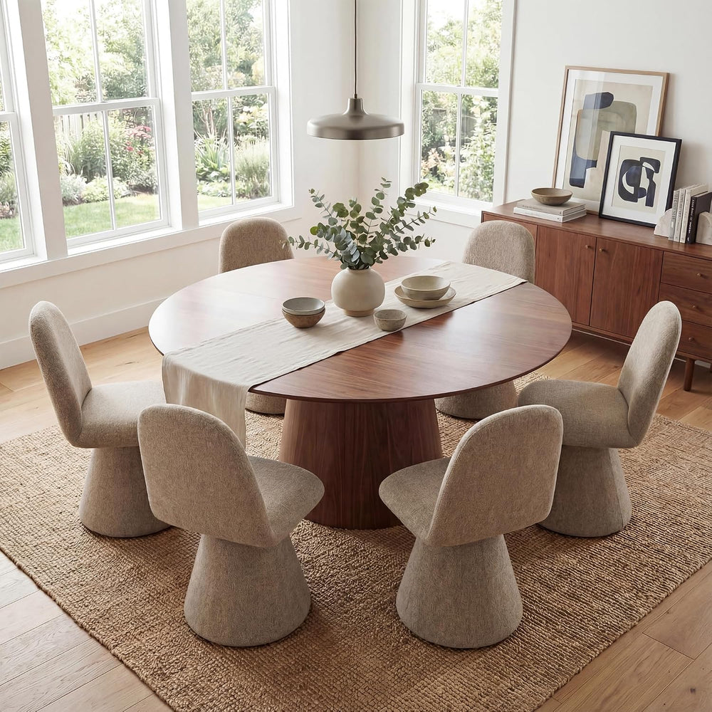 DUOMAY 360° Swivel Dining Chairs Set of 6, Mid Century Modern High Back Linen...