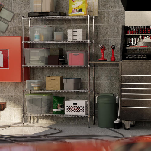 14" Deep x 48" Wide x 74" Height Wire Shelving Kit | 5-Tier | NSF Commercial Storage Rack Unit