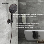 BOPai Suction Cup Shower Head Holder for Handheld Shower – No Drill, for Smooth Surfaces Only, Vertical Mount Only, Oil Rubbed Bronze