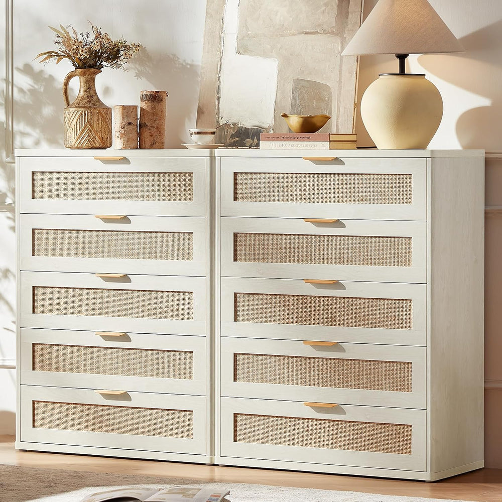 LEYAOYAO Rattan Dresser for Bedroom Set 2, 41" Tall Chest of Drawers | G...
